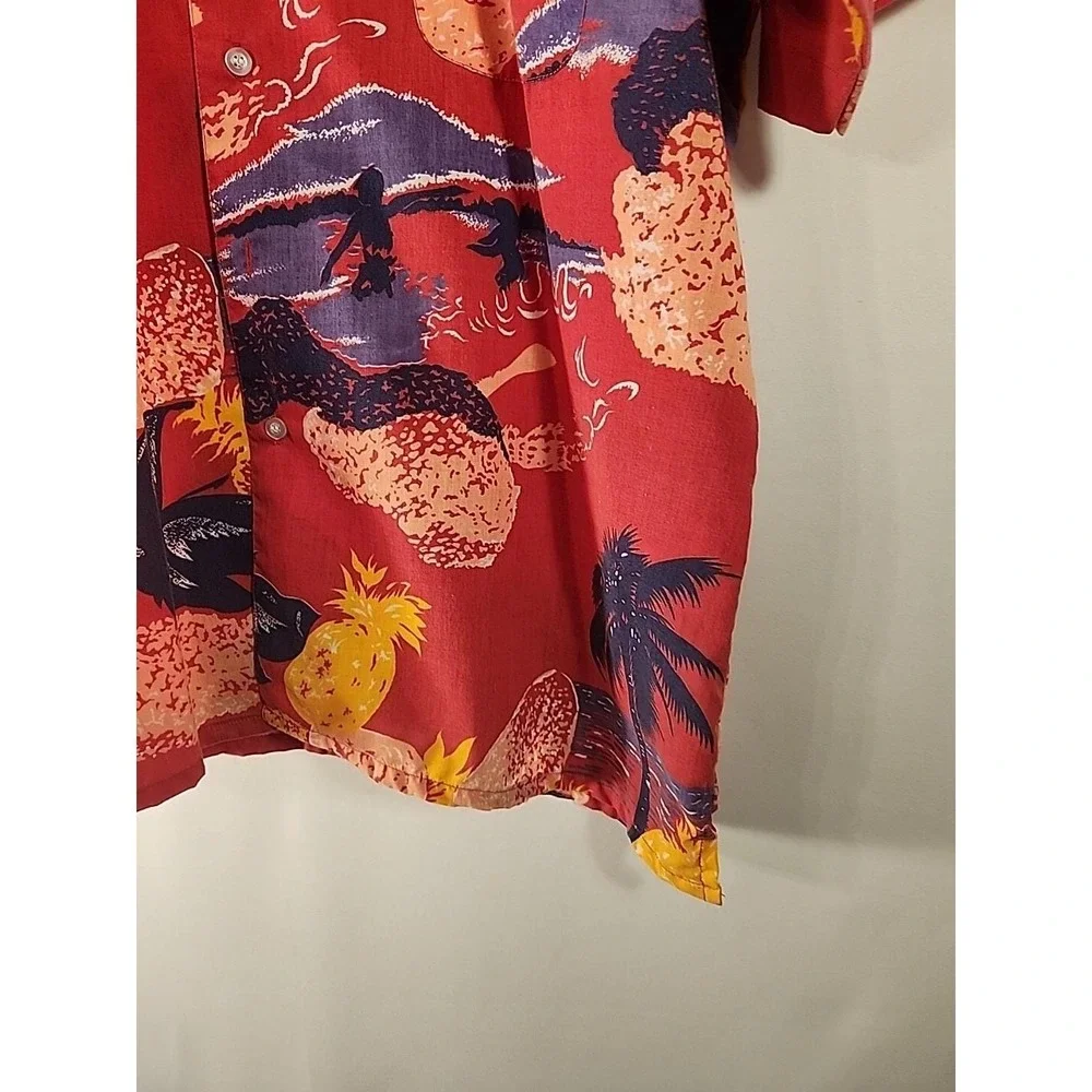 Repage Hawaiian Shirt Red Pineapple‎ Palm Tree Aloha Mens Large Vintage 80s READ